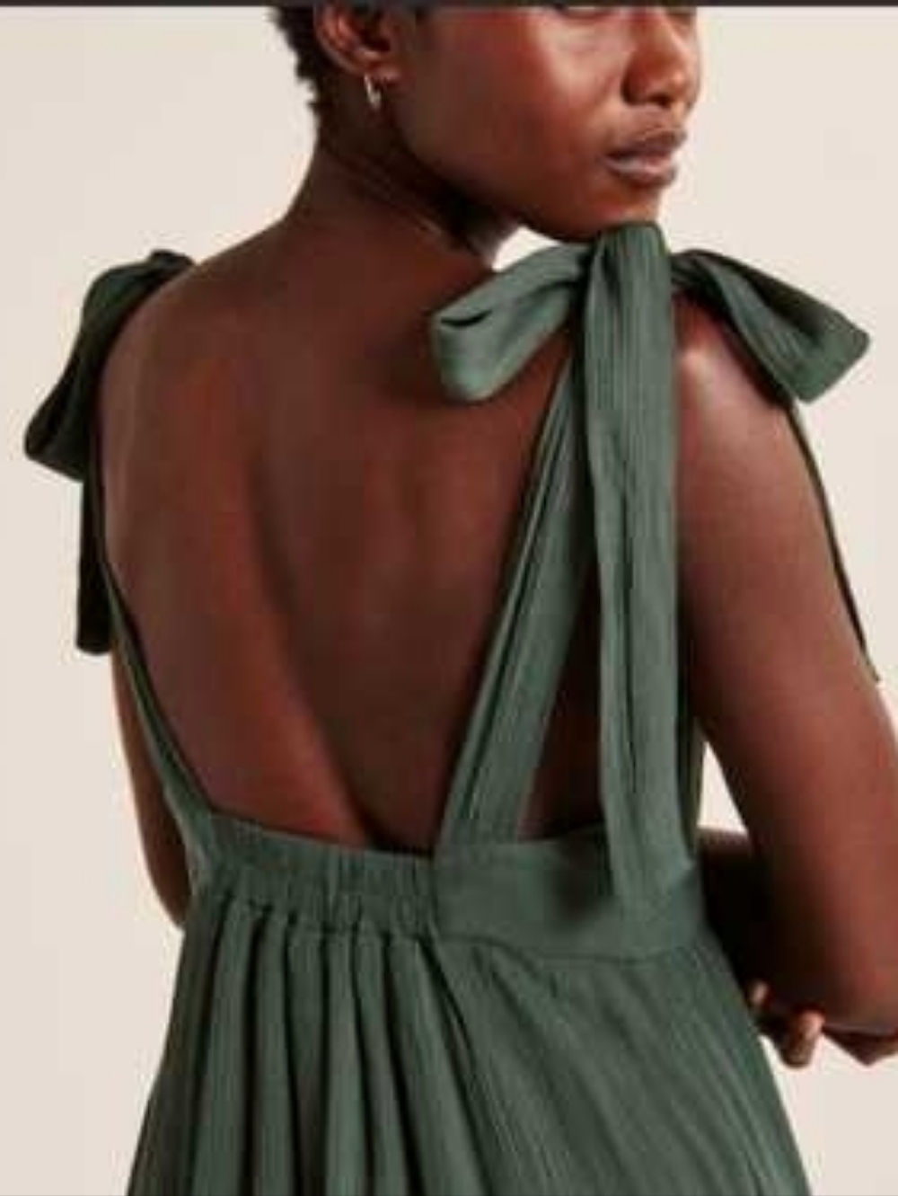 Abercrombie Fitch Tie-Shoulder Maxi Dress in Forest Green - Picture 2 of 6
